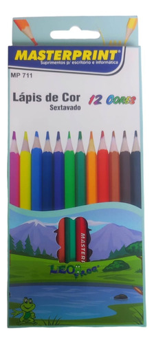 Lápis De Cor 12 Cores Sextavado Masterprint Marcação Colorido MP 711