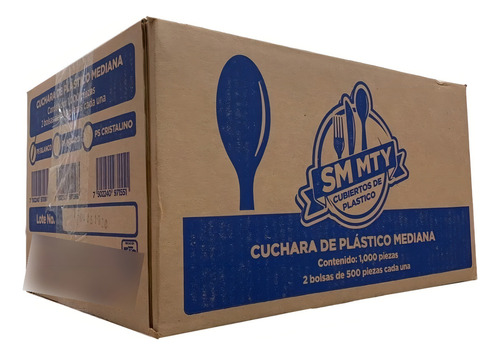 Cuchara De Plástico Desechable Mediana Blanca Sm Mty 1000pza Color Del Mango Blanco
