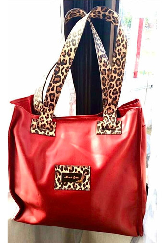 Cartera Roja- Animal Print Cuero Original Maria Gallo(no Gac