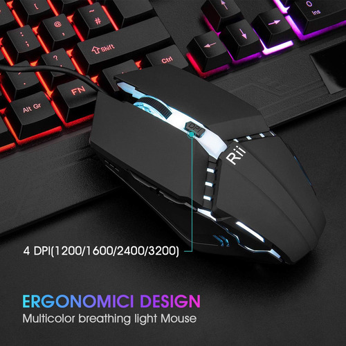 Combo De Teclado Y Ratón Para Juegos Rii Rk400 Rgb, Mech Con