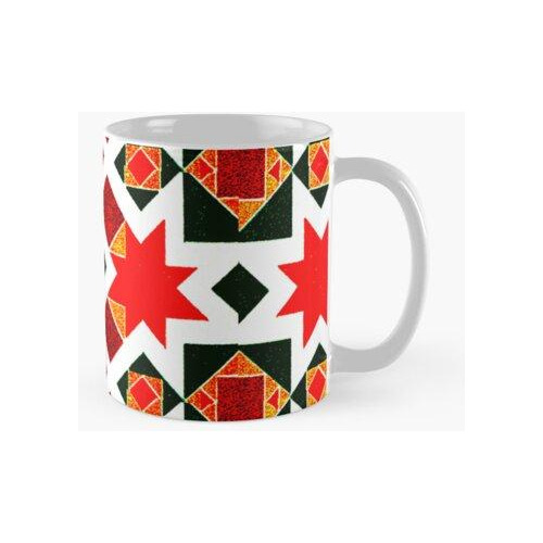 Taza Patrones De Contorno Blanco Cuadrado Rojo Calidad Premi