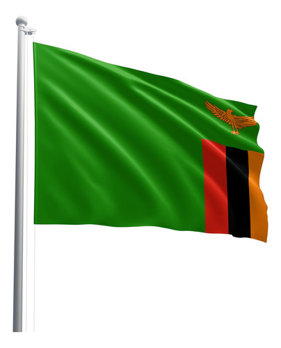 Bandeira Da Zâmbia Em Poliéster 150cmx90cm
