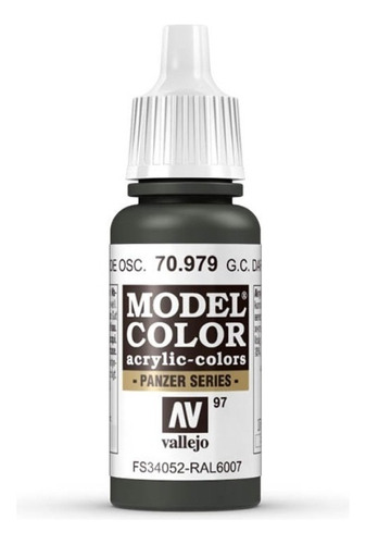 Vallejo Model Color 17ml Pintura Acrílica Color 97 Alemán Camuflaje Verde Oscuro 70.979