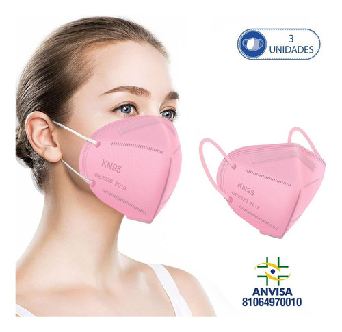 10 Máscaras Respiratórias Kn95 Pff2 Wwdoll 5 Camadas Rosa