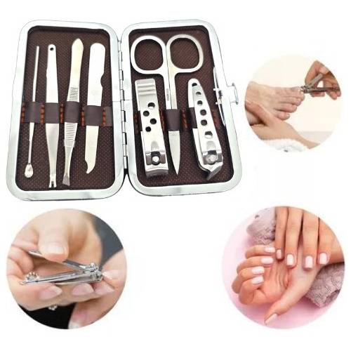 Set Manicura Pedicura Estuche Piezas Corta Uñas Tijera X 7