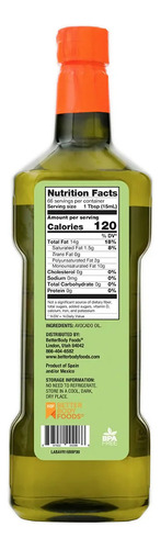 Betterbody Foods Aceite de Aguacate 1 litro