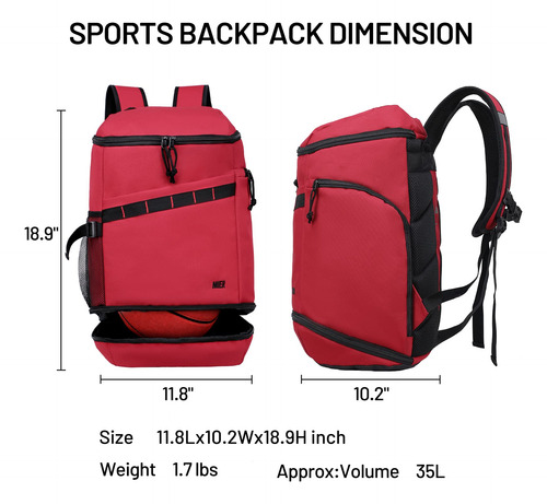 Mier Mochila De Baloncesto Con Compartimento Para Zapatos/pe