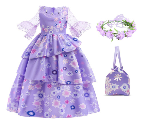 Disfraz De Cosplay De Isabella Madrigal Vestido Morado+coron