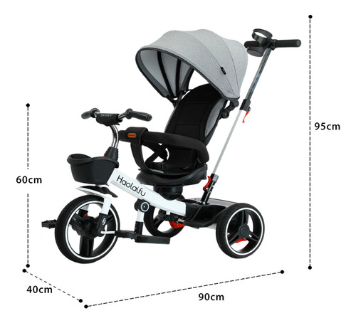 Triciclo Coche 4 En 1 Plegable Reclinable 360° Blanco