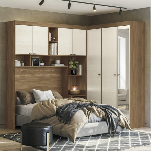 Guarda-roupa Casal Modulado Lugano Com Espelho Jewt