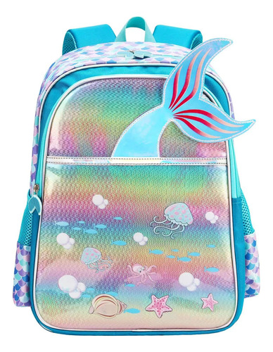 Mochila Para Niño Bonita Sirena Niña 16  Ligera Una