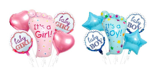 Set De Globos Metalicos 5 Piezas Decoracion Baby Shower