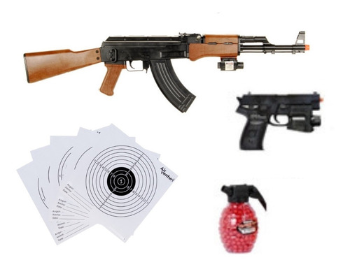 Rifle Airsoft Ak-47 Resorte Bbs 6mm P1147 Laser 365 Fps Xtrp