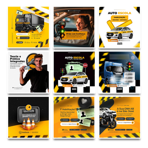 Pack Auto Escola Cnh, 290 Artes Editáveis Para Photoshop Psd