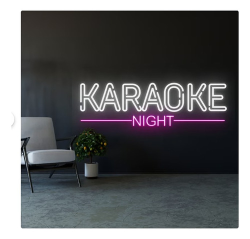Letrero Led Neon Karaoke Bar Night Ancho 53cm