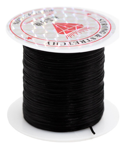 Hilo Elastico Para Pulsera 0.6 Mm 10 Mts  Aprox Color Negro