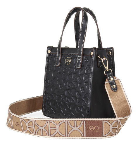 Bolsa Tote Para Mujer Cloe Chica Textura Alto Relieve Color Negro