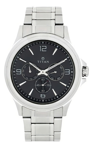 Reloj Cronógrafo Para Hombre, Cuarzo, Resistente Al Agua, Correa De Acero Inoxidable, Plata/negro - Titan Workwear