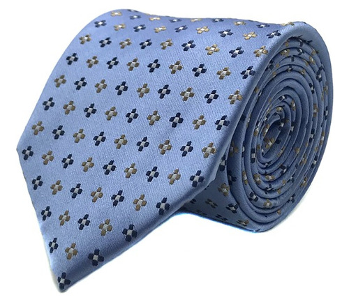 Corbata Seda Diseño Flor Azul 8cm 990