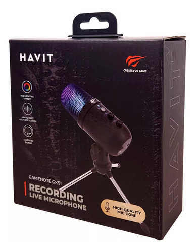 Micrófono Usb Gamer Havit Con Luces Rgb Gk51