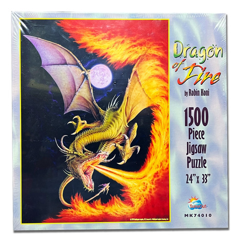 Rompecabezas Vintage, 1500 Pzas., Dragon Of Fire By Rob 2002