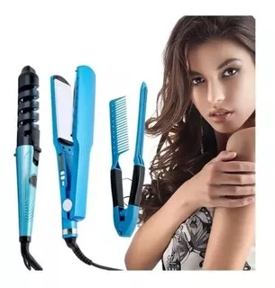 Combo Plancha De Cabello Nano Titanium + Rizador + Peine