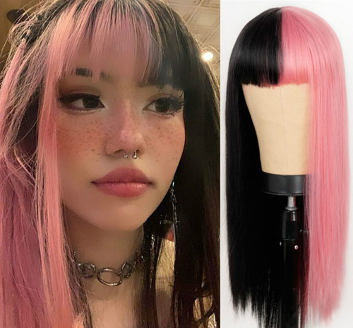 Peluca De Pelo Largo Y Liso Para Mujer, Moda Europea Y Ameri