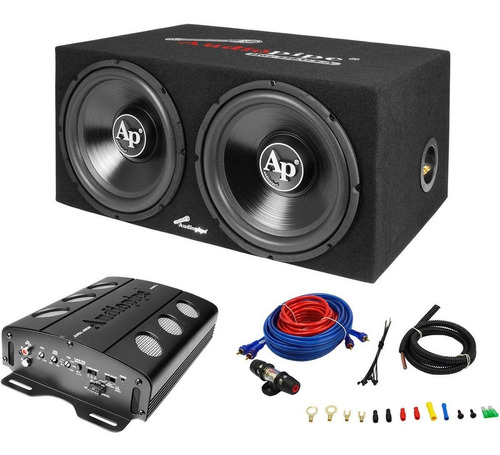 Super Bass 2 Subwoofer Doble 12 Audiopipe Potencia Kit Cable