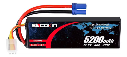 Socokin 4s Lipo Bateria 5200mah 14.8v 50c Con Enchufe Ec5 Fu