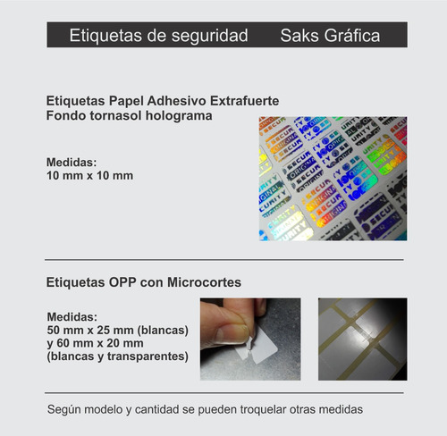 Imagen 6 de 6 de Etiquetas Seguridad Garantia Tornasol Hologramas 1 Cm X 1 Cm