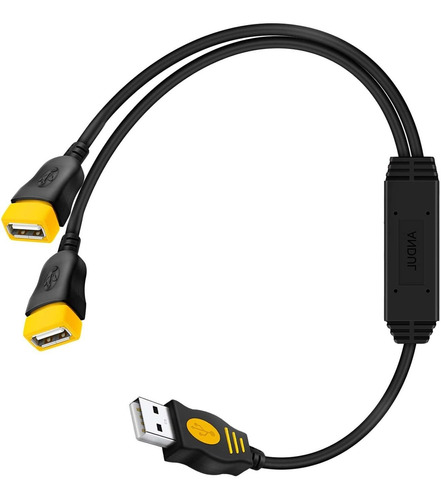 Cable De Extension Usb 2.0 Macho A 2 Hembra | Negro Amari...