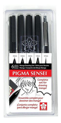 Sakura 50200 Pigma Sensei Manga De 6 Piezas Kit De Dibujo, N