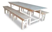 Comprar Mesa De Pino Plegable Quincho 2.5 Mts + 4 Bancos 1.2 Mts