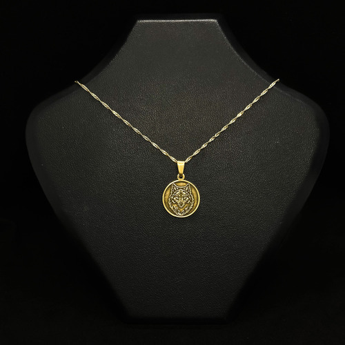 Cadena Y Dije Lobo Oro 18k Oro 18k 50 Cm
