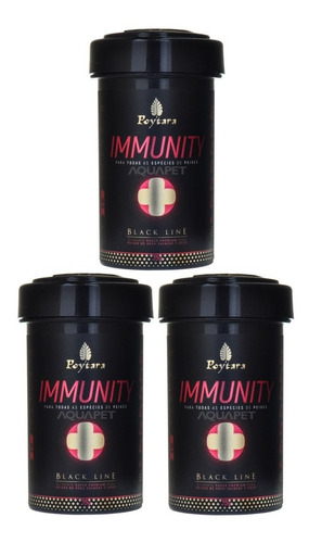 Kit 3 Unidades Poytara Ração P/peixe Immunity Black Line 35g