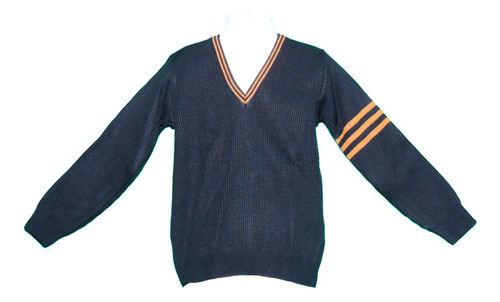 Sweater Escolar Color Marino Con Vivos Oro. T. 2-4-6-8-10