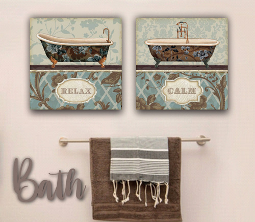 Cuadros Decorativos Para Baño Relax Calm 23x23 (2pz)