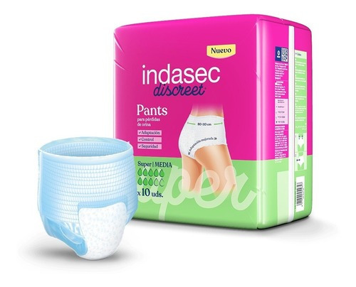 Indasec Pant Super pañales para adultos descartables M 10 unidades