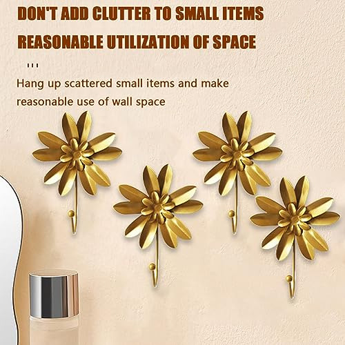 4 Ganchos De Flores Doradas Estilo Retro Para Decoración