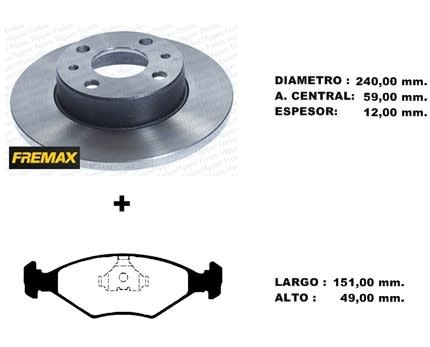 Kit Discos + Pastillas De Freno Fiat Duna