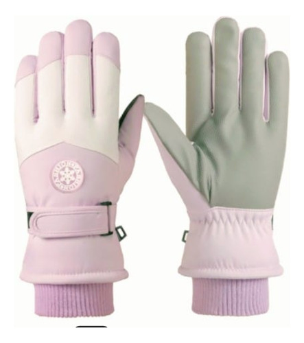 Guantes Mujer/adolescente Térmicos Nieve Esqui O Snowboard Rosa Y Blanco Geométrico S/m