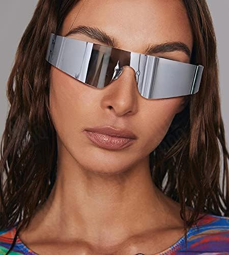 Nulooq Y2k Gafas De Sol Envolventes Futuristas Sin Montura P