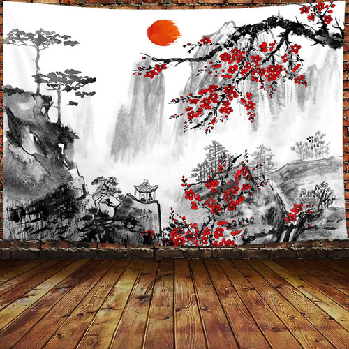 Tapiz Decoracion Japonesa Flor Cerezo Pared Paisaje 60