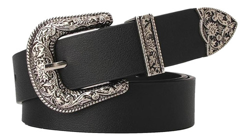Moda Mujer Pu Cuero Retro Tallado Hebilla Cinturón