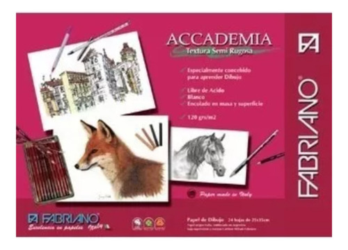 Block Fabriano Accademia Dibujo 25x35 120g 24 Hojas Color Blanco