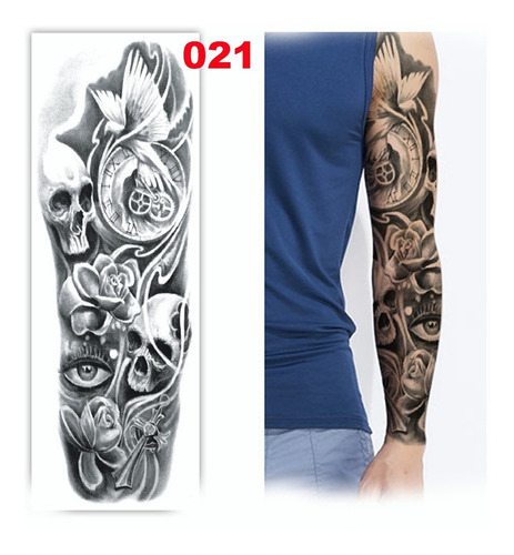 Tatuaje Tatto Temporal Falso Brazo Pierna Hombre Mujer Color 021 - JIJO Tatuajes hombre kit