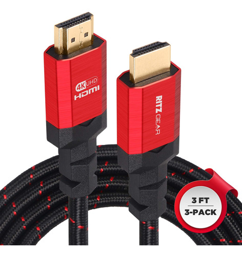 Cable Hdmi 2.0 4k De 3 Pies [paquete De 3] De Ritzgear. Cabl