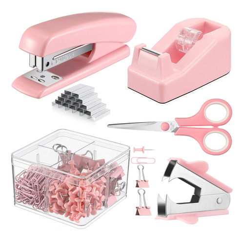 Paquete De 6 Suministros De Oficina Rosados, Kit De Accesori