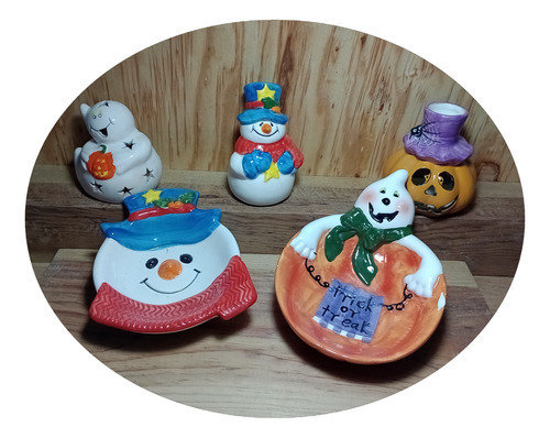 Adornos De Porcelana Para Halloween Vintage 3 Piezas