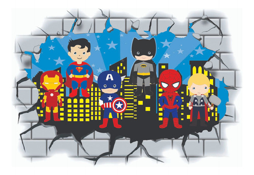Avengers Super Héroes Adhesivos 3d + 3 Figuras